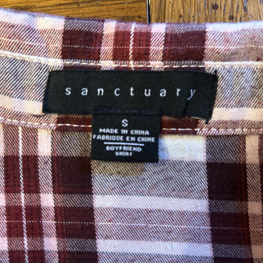 Sanctuary Plaid Lightweight Flannel Shirt Button Up Sz Small Cozy Cabincore Fall - Picture 2 of 11